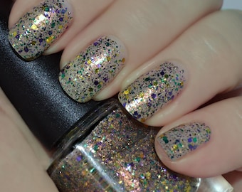 King Cake - Purple, Green and Gold Glitter Nail Polish