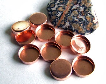 Bezel Cups - 10 mm Round Solid Copper, Plain Wall - Quantity 10 - Jewelry or Craft Supply