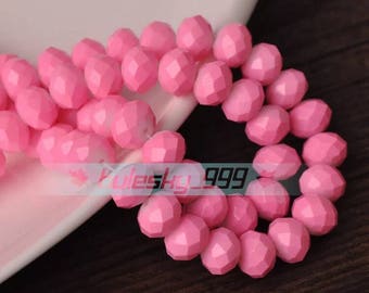 8 mm Crystal Rondelle bead 36 pcs Pink