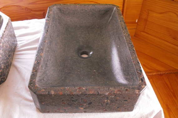 Rectangle Vessel Concrete Sink ... Standard Drain Hole