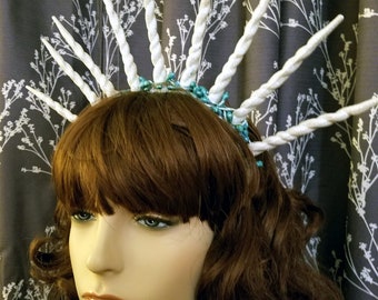 White Glitter Ice Queen Icicle Crown - Handmade Hair Accessory