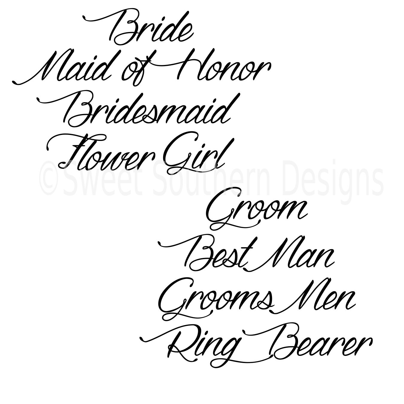 Download Bridal party wedding labels SVG instant download design for