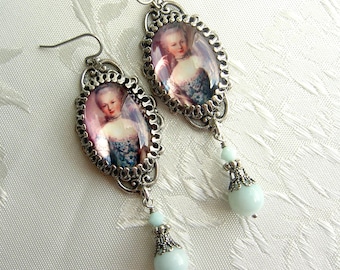 Marie Antoinette Earrings in Robin Egg Blue and Filigree - Shabby and Sweetly Chic