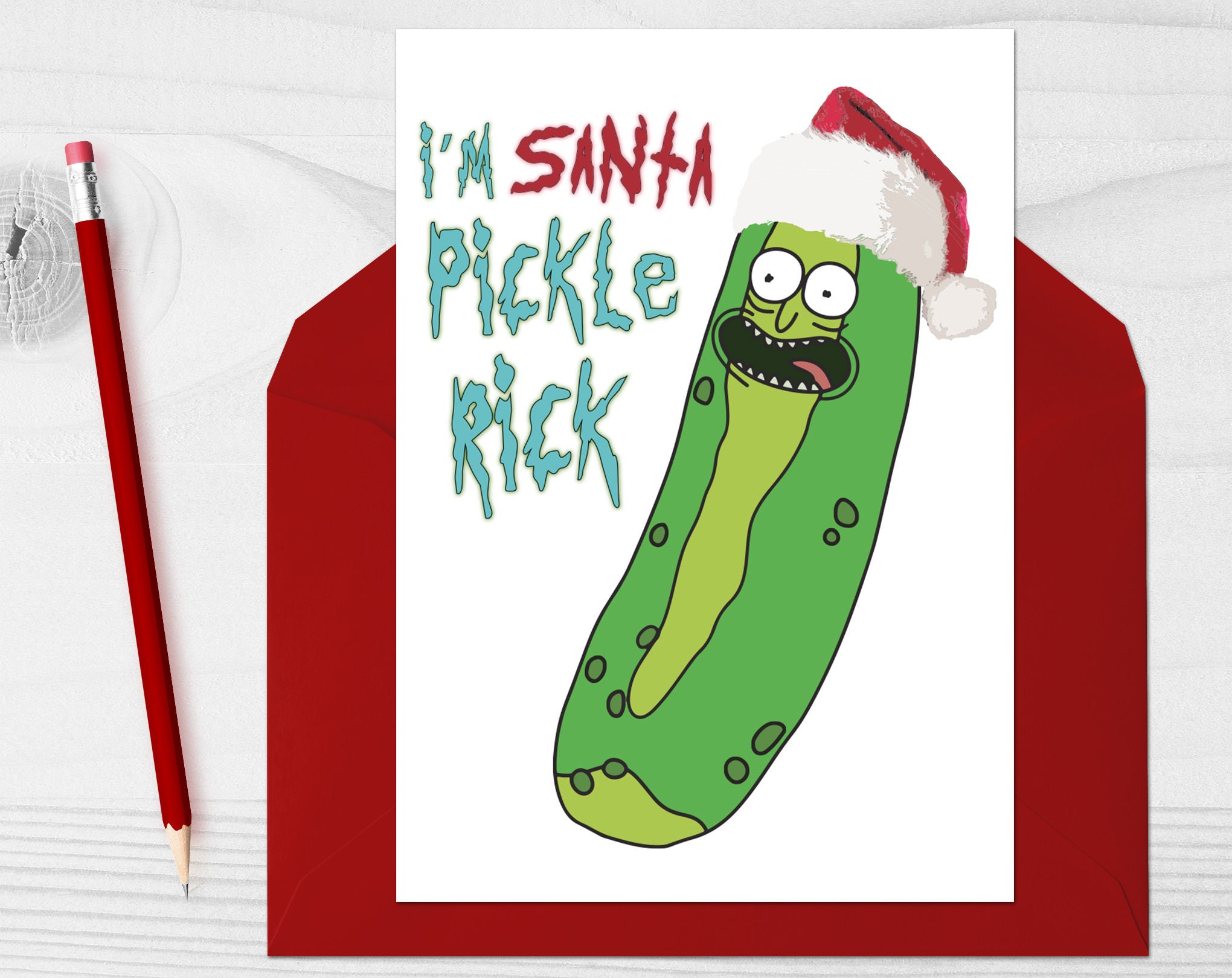 Pickle Rick Christmas Card Rick and Morty Christmas Funny