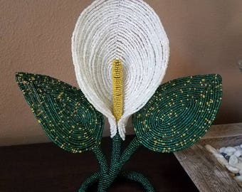 Calla Lily handmade french beaded flower