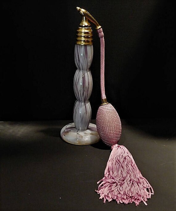 Franz WELZ Czech Atomizer / Art Deco Perfume Bottle / Spatter Art Glass