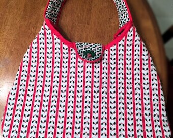 Christmas Print Shoulder Bag - Handmade