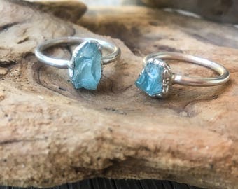 Raw Aquamarine Ring | March Birthstone | Aquamarine Jewelry | Raw Aquamarine | Electroformed Ring | Stone Ring | Crystal Ring |