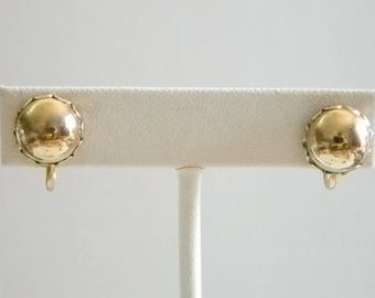 Gold Tone Button Style Screw Back Earrings