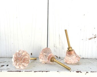 Pink Glass Knob, Glass Knobs for Cabinets, Pink Knobs, Drawer Knobs, Cabinet Knobs, Pink Furniture Knobs, Pink Glass, Decorative Knobs