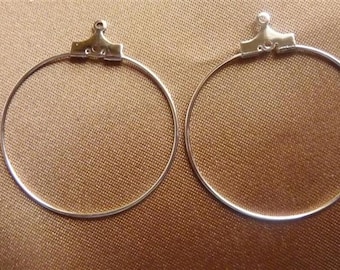 Beading Hoop, Silver-Plated brass, 30mm, with Loop, Pack of 12 beading hoops.