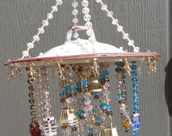 Wind Chime. Unique, One of a Kind, Handmade, Beaded, Repurposed, Recycled