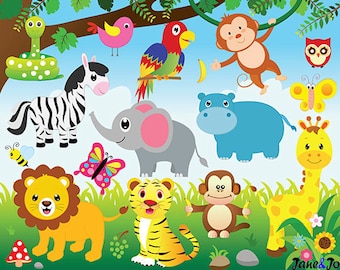 Safari Jungle Animals Cute Digital Clipart Commercial Use OK