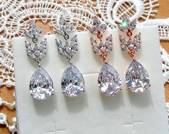 Bridal Earrings Crystal Wedding Earrings Bridal Jewelry Drop Dangle Earrings Silver Teardrop Earrings Bohemian Jewelry Chandelier Earrings