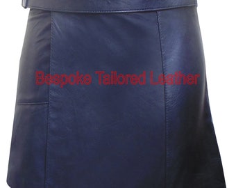 Real Leather Kilt - in Black BKIN001
