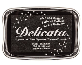 Delicata Black Shimmer Pigment Ink Pad Rubber Stamping Supplies & Paper Crafts