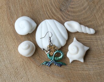 Mermaid Earrings, Painted Mermaid,Beach themed gift, Under the Sea, Stocking Filler, Stocking Stuffer