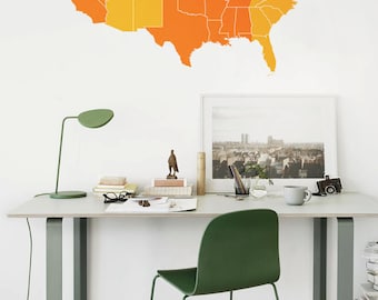 large vinyl wall usa map decal in time zones united states wall sticker m006
