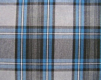 Blue Gray Black Yarn Dyed Plaid Fabric Home Decorating Crafting