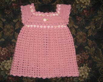 Hand crocheted newborn baby dress