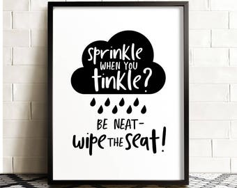Funny bathroom art, If you sprinkle when you tinkle, Bathroom PRINTABLE art, Bathroom wall decor, Kids bathroom decor, Funny bathroom signs
