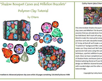 Shadow Bouquet canes and Millefiori Bracelets polymer clay tutorial by CHarm