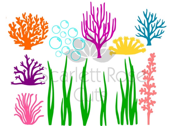 Download Under the Sea seaweed Coral Bubbles SVG ocean life for