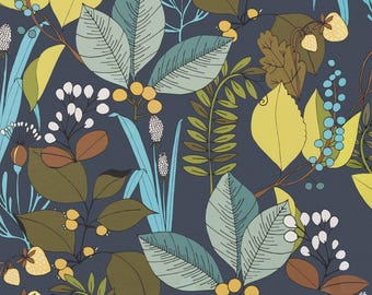 A Ghastlie Botanical Potion Blue 8594B - By Alexander Henry 100% Quilters Cotton Available in Yards, Half Yards and Fat Quarters