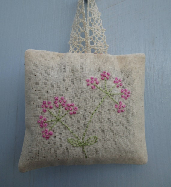 Embroidered lavender sachet bag