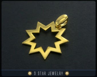 18 Karat Gold Baha'i 9 Star Pendant - (electroplate) BPGP21