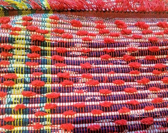 Patriotic red white blue rag rug