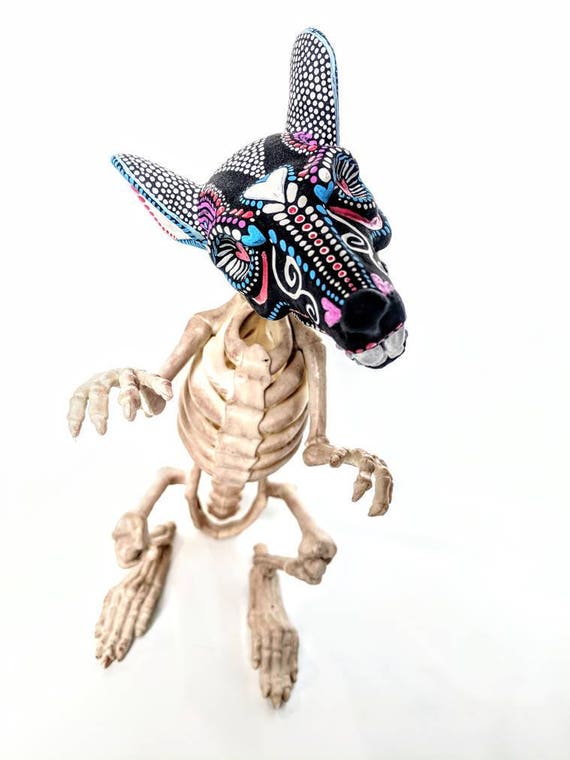 Rat skeleton with painted skull sugar skull realistic rat skeleton plastic rat