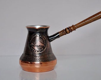 Handmade Armenian Coffee Pot Copper jazzve with wooden handle