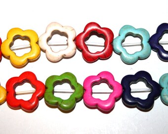 20 mm Mixed Color Gemstone Flower Bead Frames