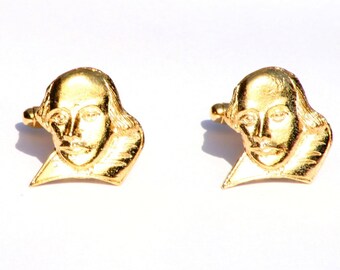 Shakespeare Gold Plated Cufflinks UK Handmade Literary Gift
