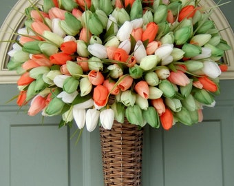 Spring Wreath - Spring Door Wreath - Tulip Wreath for Door