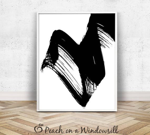Brushstroke Print Printable Abstract Art Black White Brushstroke Print Printable Abstract Art Black White