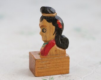 Carved wood Sculpture Pencil Sharpener - Indian Lady Figure