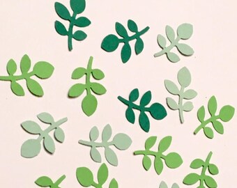 225 Green Leaf Confetti Mixed Green Confetti Leaf Confetti Garden Party Confetti Birthday Confetti Confetti Green Confetti Die Cut