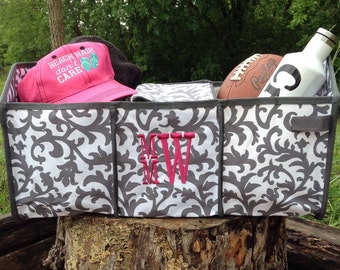 Car Organizer~trunk organizer~auto organizer~ a must for mommy~ Gray damask ~ organize your life