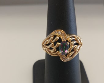 Mystic Topaz Diamond Ring