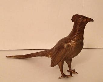 ON SALE Vintage Old Metal Cast Bird Marked CREST Figure Figurine 2272