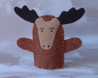 Moose Finger Puppet - Felt Animal Puppet - Wildlife Finger Puppet Moose - Felt Moose Puppet
