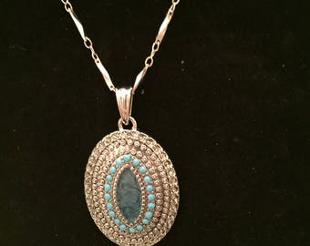 Silver Turquoise Pendant Necklace