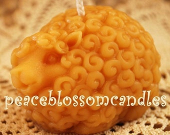 Beeswax Candle Curly Wooly Sheep Ewe Shaped