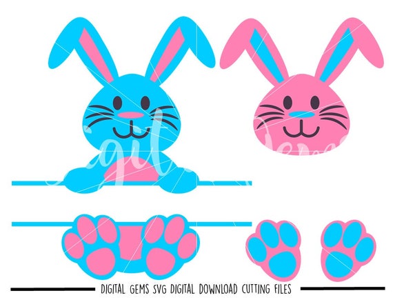 Download Split Rabbit Rabbit Face and Feet Easter svg / dxf / eps