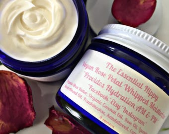 Vegan Rose Petal Whipped Moisturizer ~ Organic Skin Therapy ~ Sensitive Skin Formula ~