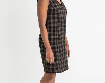 90s Black Plaid Dress M