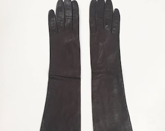 80s Brown Women's Leather Opera Gloves Size Small/Medium