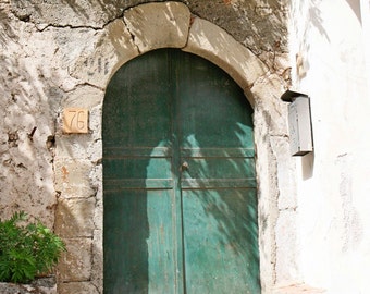 Door Photography - Sicily Italy Photograph - Turquoise Aqua Teal Green Wall Art Stone Natural Mediterranean Decor Travel Photography